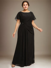 A-line Scoop Ankle-Length Chiffon Mother of the Bride Dress With Beading Pleated